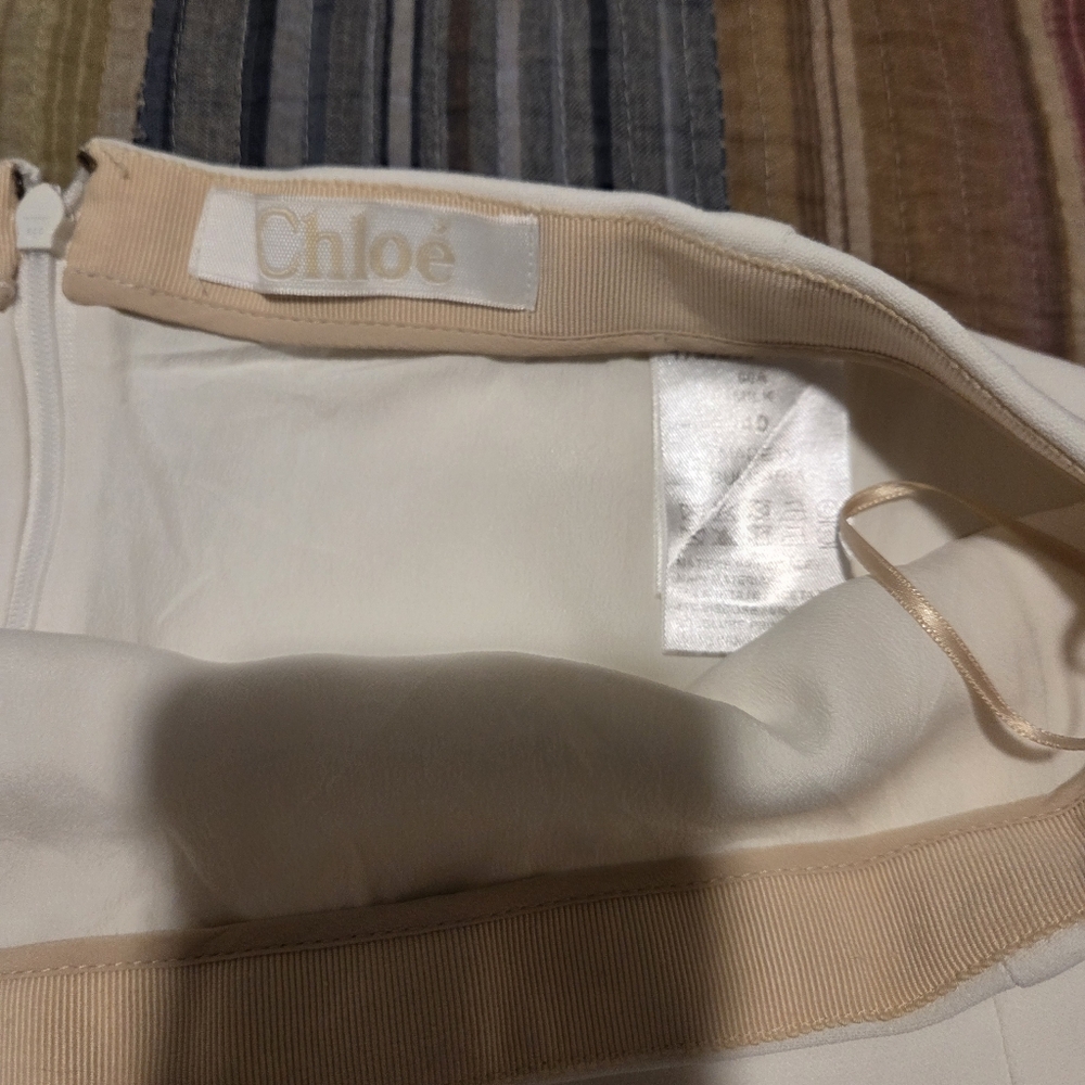 Chloe White Acetate/Viscose Silk Lined Tennis Skirt Size 40 (Approx US 8) - Picture 4 of 8